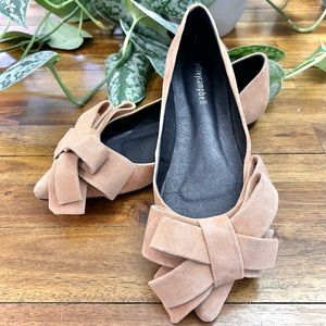 Jeffrey Campbell 8 Ruston bow suede brown tan flats